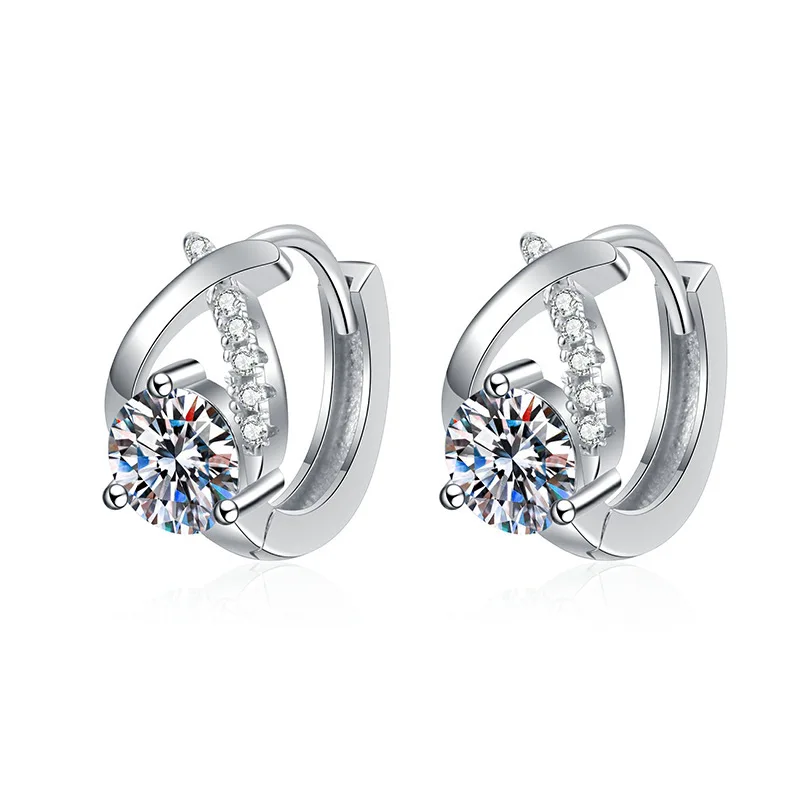18K Platinum Diamond Moissanite Earrings Cross Drop  PT950 Platinum Earrings Light Luxury Korean Style One Carat