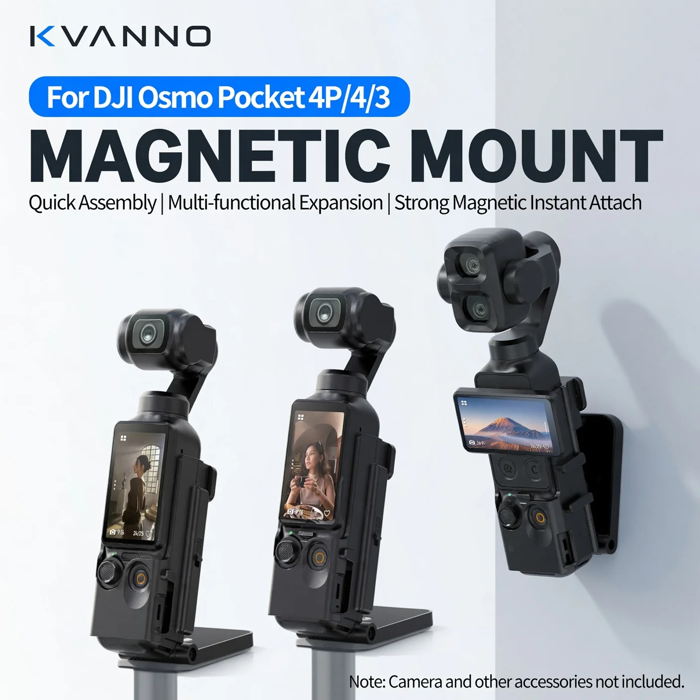 Étui en silicone magnétique KVANNO PK-SC01 pour DJI Osmo Pocket 3/4/4P - Housse de protection antichoc et antidérapante avec aimants puissants