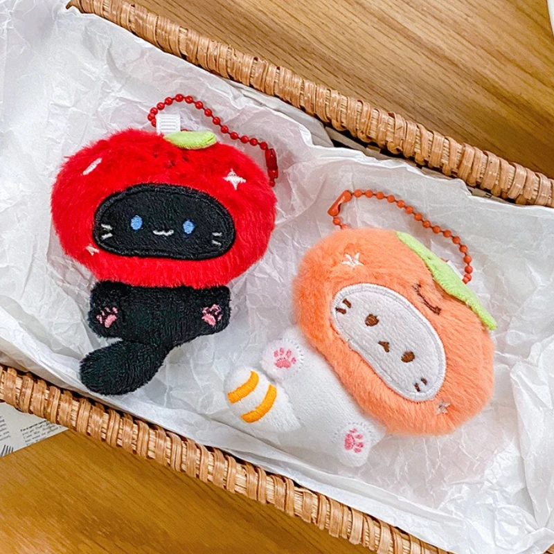 Breloczek z pluszową zabawką w kształcie kreskówkowej głowy pomidora persymony, puszysty, uroczy tost, kurczak, nogi, kapelusz, kot, zwierzę, lalka.