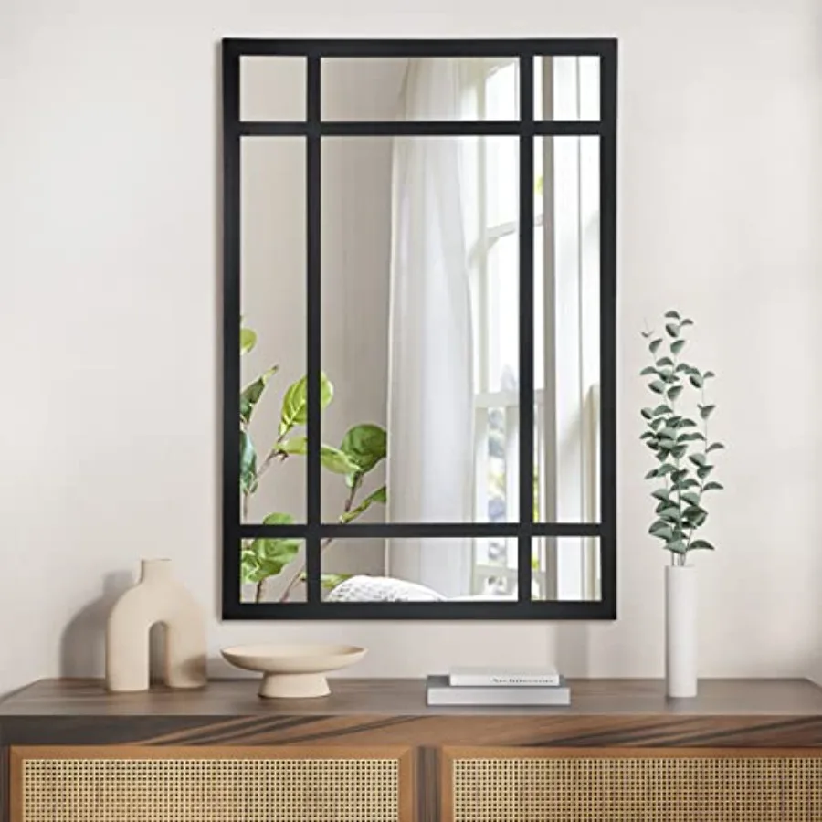 

Black Rectangle Mirror, Farmhouse Decorative Wall Mirror for Entryway, Living Room, Bedroom, Hallway, Fireplace, Accent Wall De