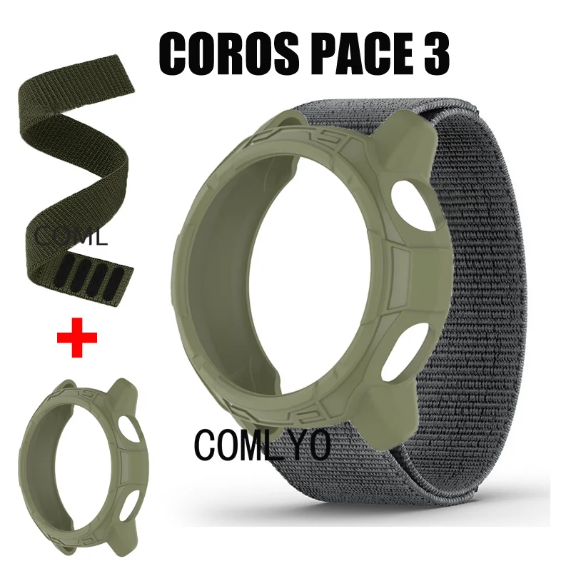 สำหรับ coros Pace 3เคส + สายรัดผิวนอกป้องกันเนื้อนิ่ม TPU ไนลอนสมาร์ทวอท์ช coros สายรัด pace3เข็มขัดกีฬา