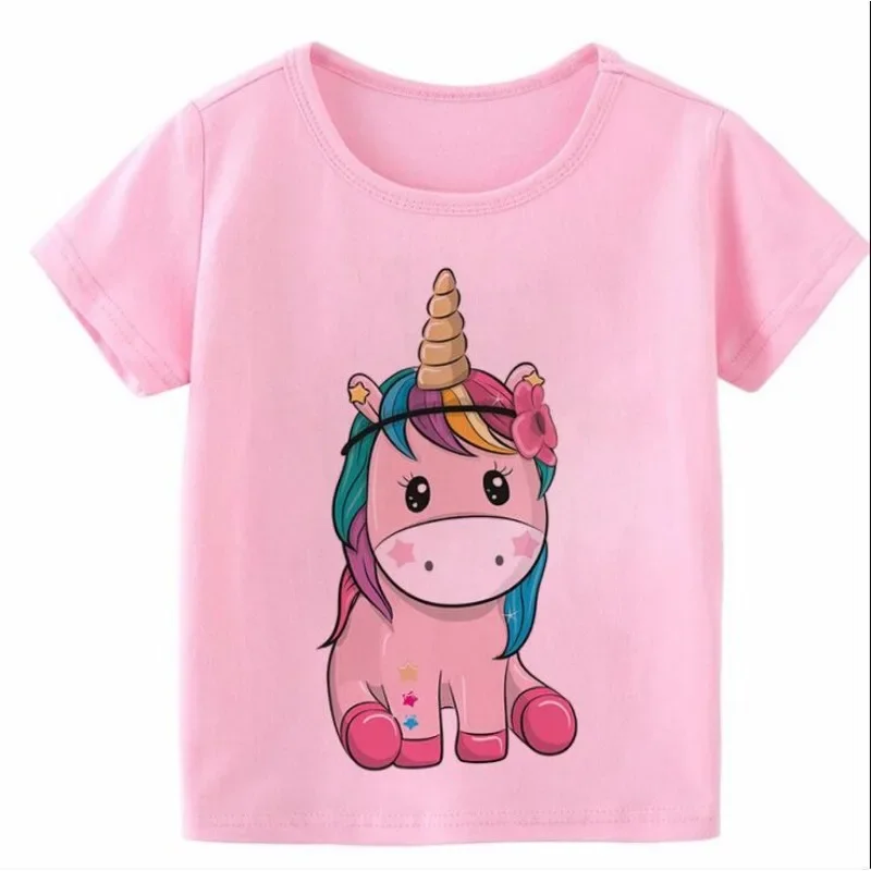 Camiseta infantil de manga curta, camiseta panda rosa, casual infantil, meninas e meninos, camiseta de bebê, verão