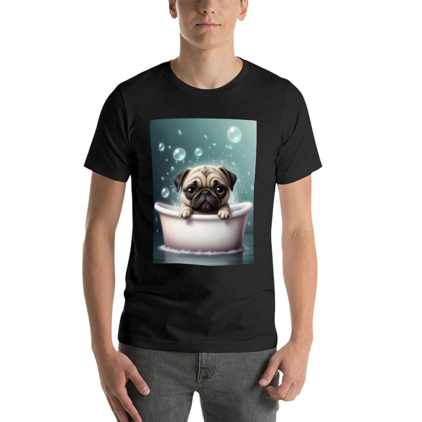 Bathing Pug T-Shirt cute tops new edition Aesthetic clothing mens white t shirts