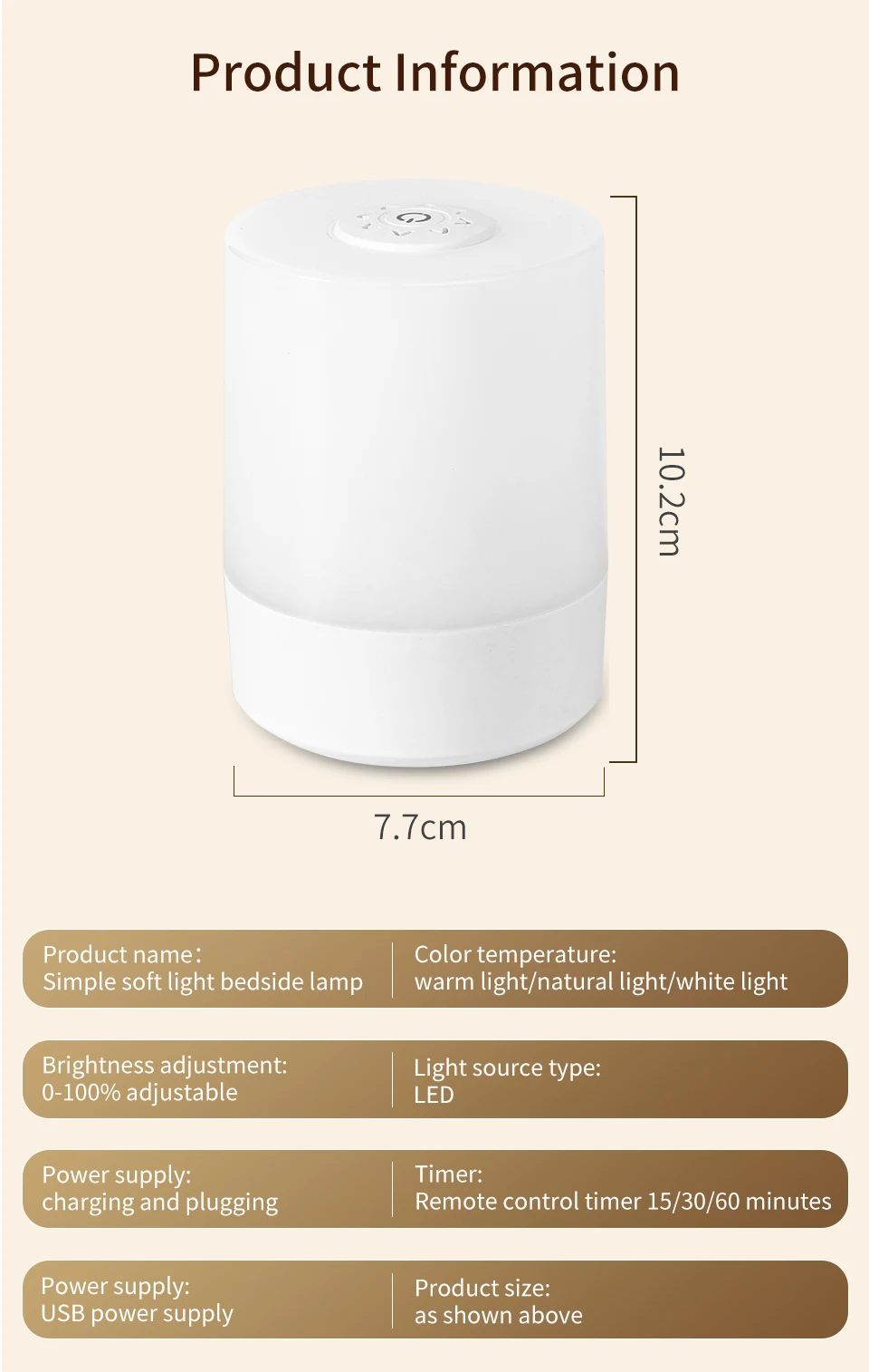 LED Touch Night Light USB Rechargeable Table Lamp With Remote Control Switch 3 Colors Dimmable Bedside Night Lamp Bedroom Decor
