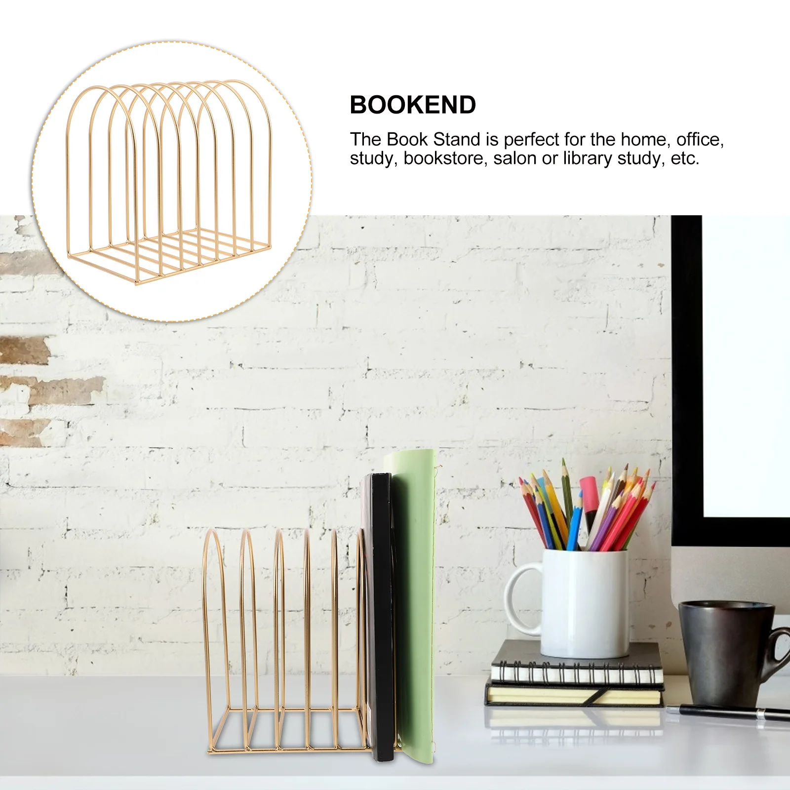 Desktop Creative Iron Magazine Holder Organizer for Office Dorm Bedside Small File Holder Storage Rack for Books