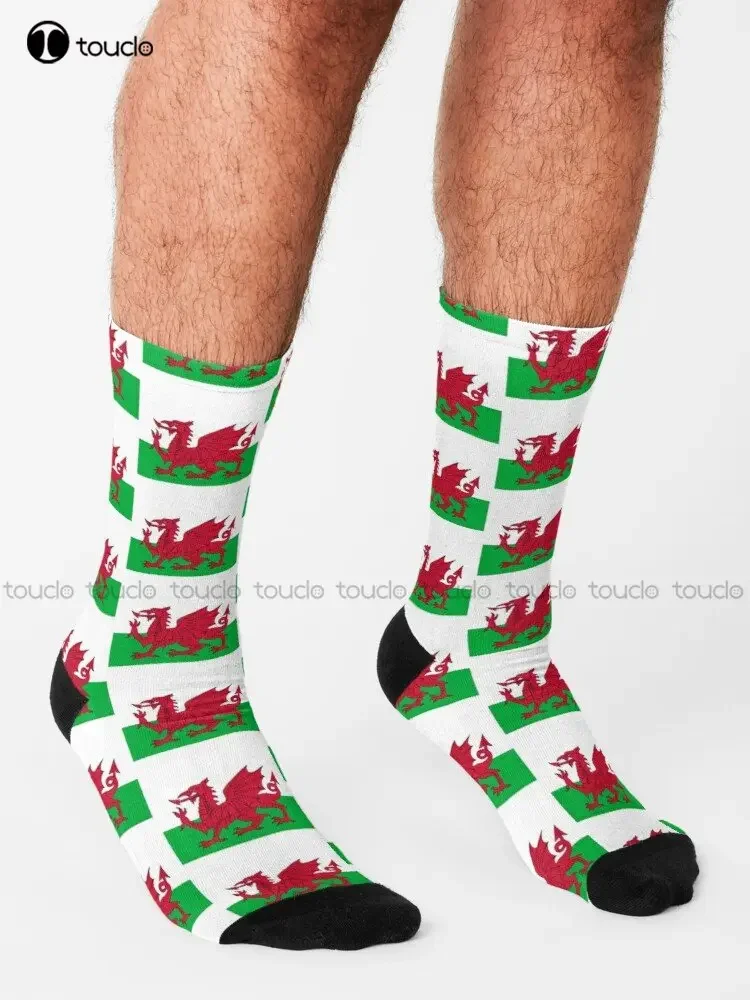 Wales National Flag - Welsh Fan Socks Pink Socks Personalized Custom Unisex Adult Teen Youth Socks 360° Digital Print Streetwear