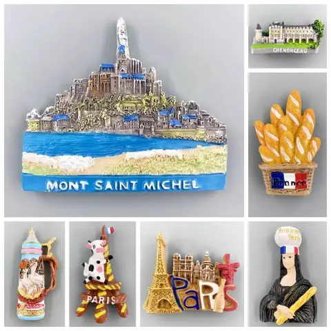 프랑스 냉장고 스티커 Perigord Sarlat Menton 기념품 Côte d' Azur Mont-Saint-Michel 냉장고 자석 홈 장식 결혼 선물