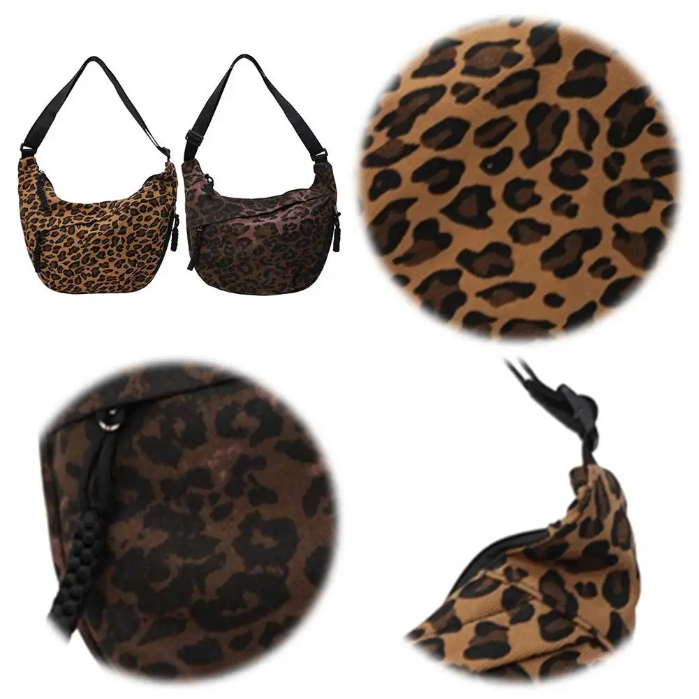 

Women Stylish Dumpling Bag Large Capacity Leopard Print Crescent Crossbody Bag Adjustable Strap Half Moon Bag Simple Satchel Bag