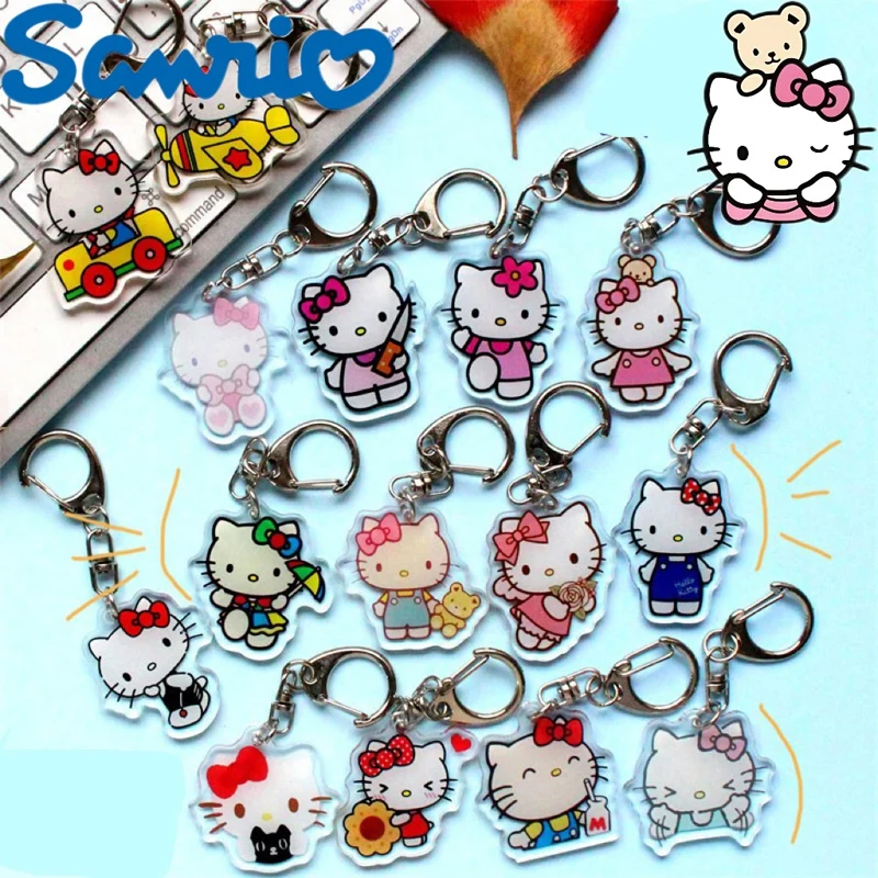 

Sanrio Hello Kitty Acrylic Keychain Accessories Anime Key Chain Cartoon Cosplay Chains Backpack Pendant for Kids Birthday Gifts