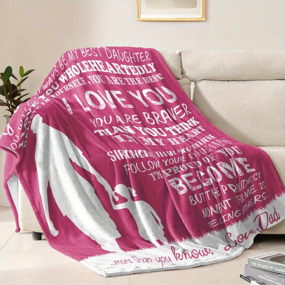Custom Name Letter to Father Flannel Blanket, Suitable for Sofa, Bed, Birthday, Children, Friends, Gift