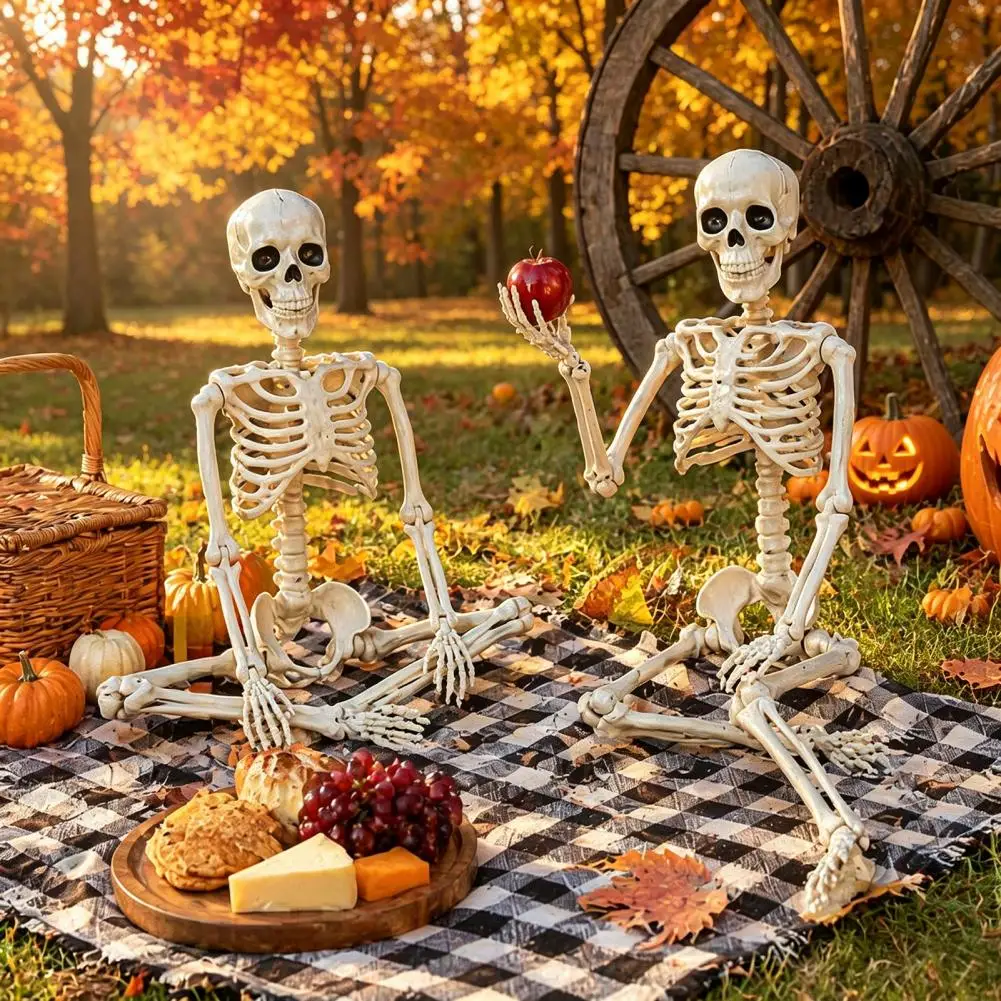 90cm Halloween Skeletons Fake Full Body Skull Bones Movable Halloween Party Decor for Home Bar Haunted House Horror Props