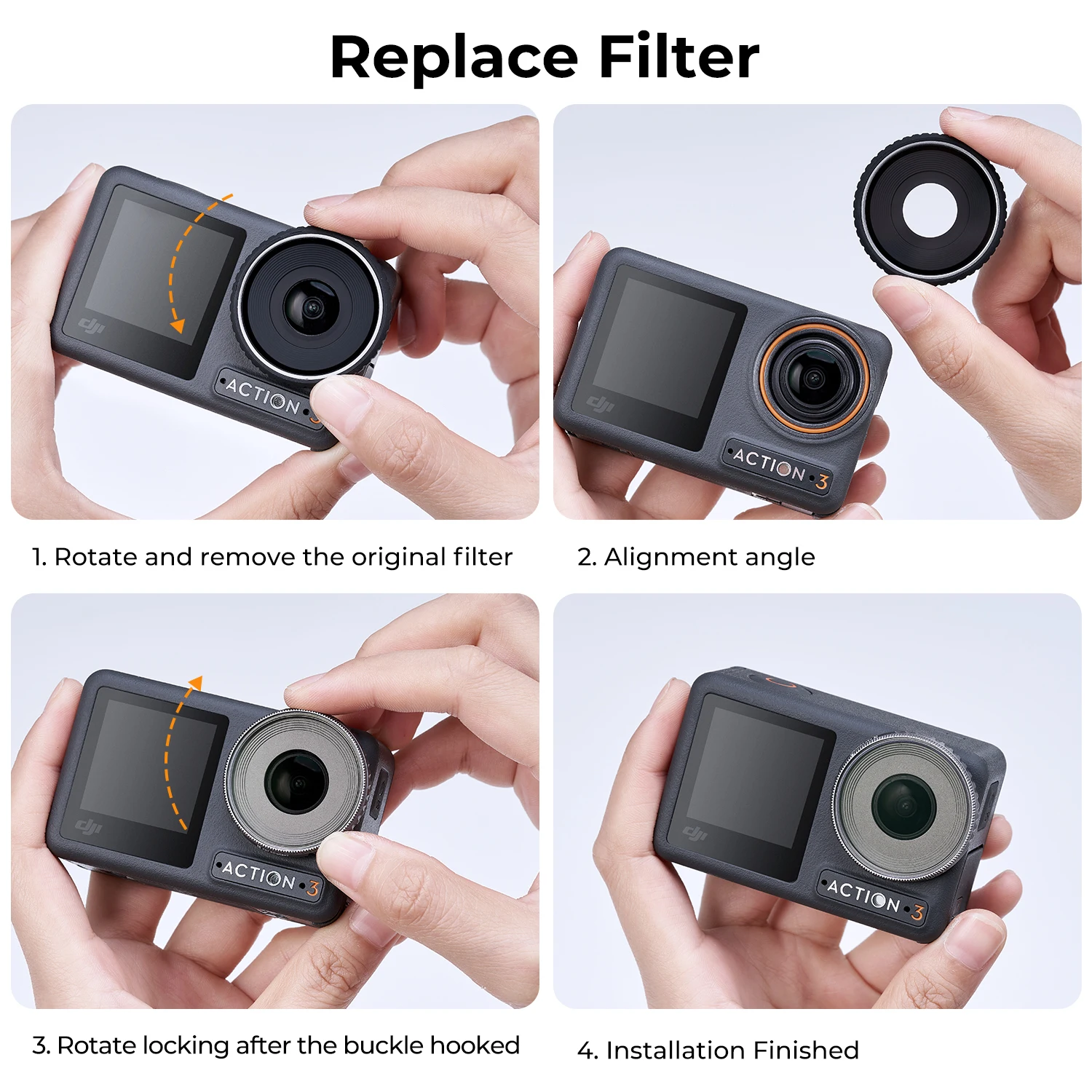 K&F Concept Filter for DJI Osmo Action 3 Filter UV/CPL/ND4/ND8/ND16/ND32/ND64/ND&PL Drone Camera Filter Accessories Protective