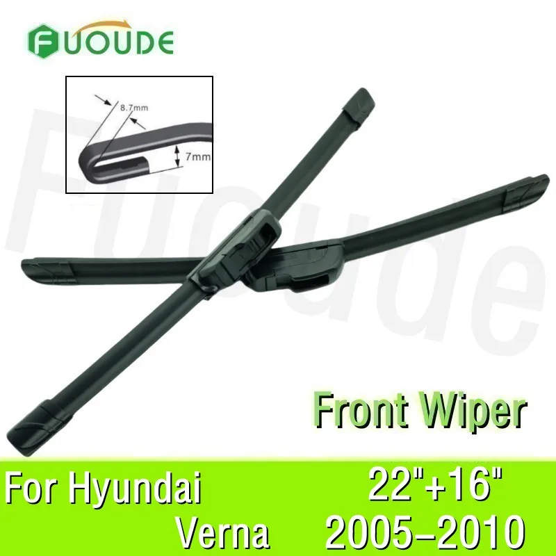 

Wiper Blade For Hyundai Verna 22"+16" Car Windshield Windscreen Rubber 2010 2009 2008 2007 2006 2005
