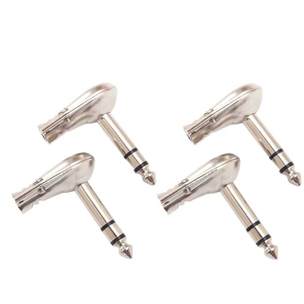 High Quality 4 Pcs 6.35mm 1/4 Inch Stereo Male Jack 90 Degree TRS Right Profession Angle Guitar Plug Flat Male Connector