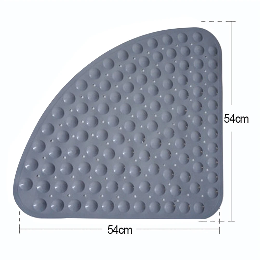 54x54cm Corner Shower Carpet Floor Mat Hotel Home Suction Cup Toilet PVC Shower Mat Bathroom Sector Shape Anti-slip Pad Cushion