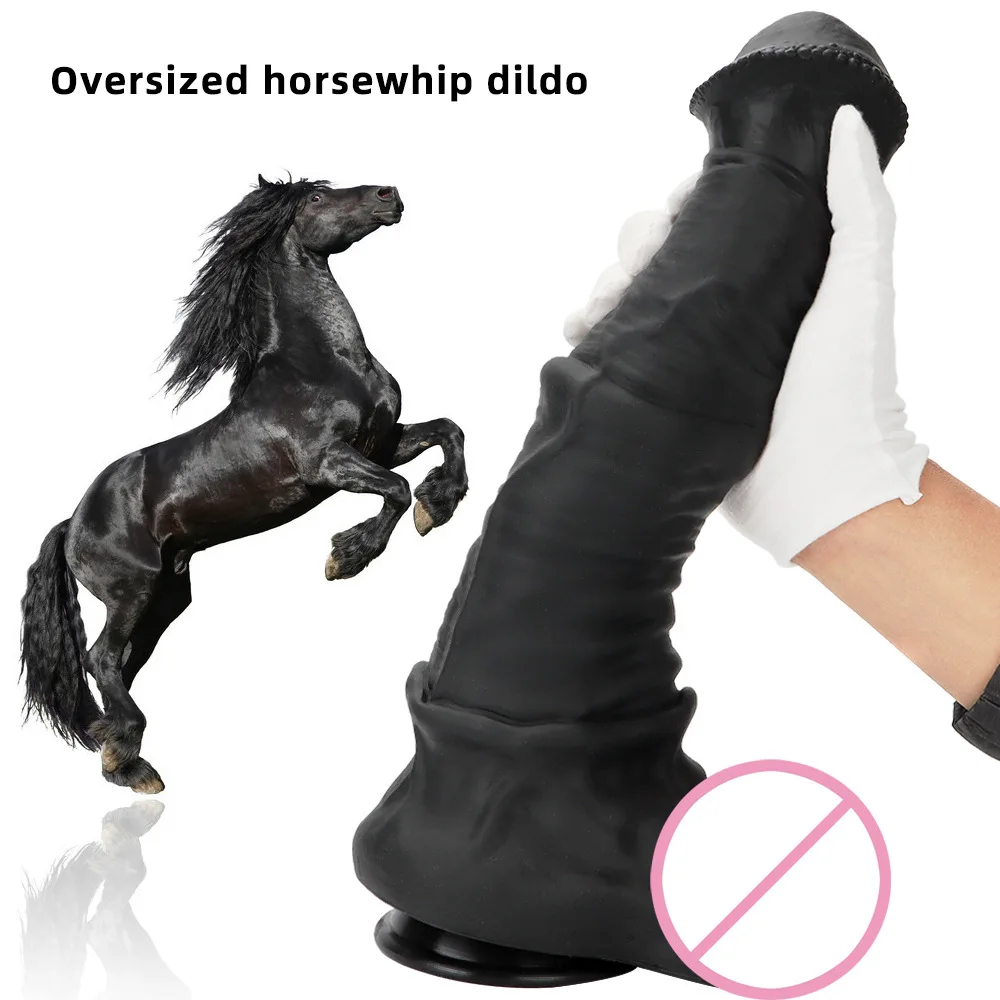 

Huge Animal Horse Dildo Vaginal Masturbators Anal Plug Sucker Big Buttplug Soft Silicone Fake Penis Adult Sex Toys for Women/Men