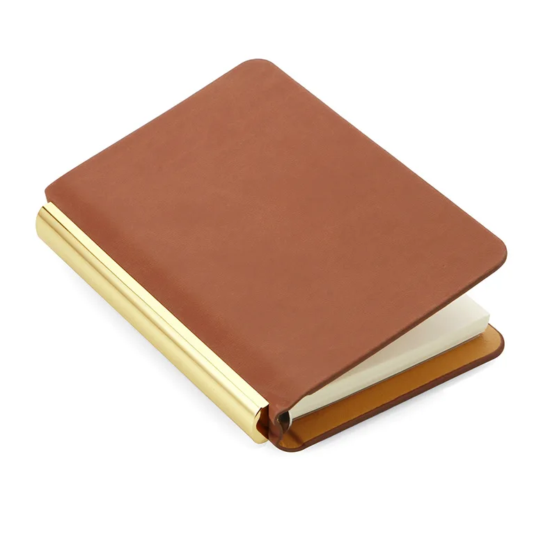 A7 Gold Black Coffe PU Leather Binder 6 Ring Binder With 50Sheet Inner Clip-on Notebook Faux leather Loose Leaf Notebook