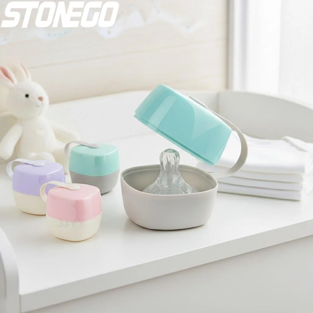 Portable Wide Mouth Pacifier Storage Box for Teether Finger Set Baby Pacifier Organizer with Bite Music Play Function