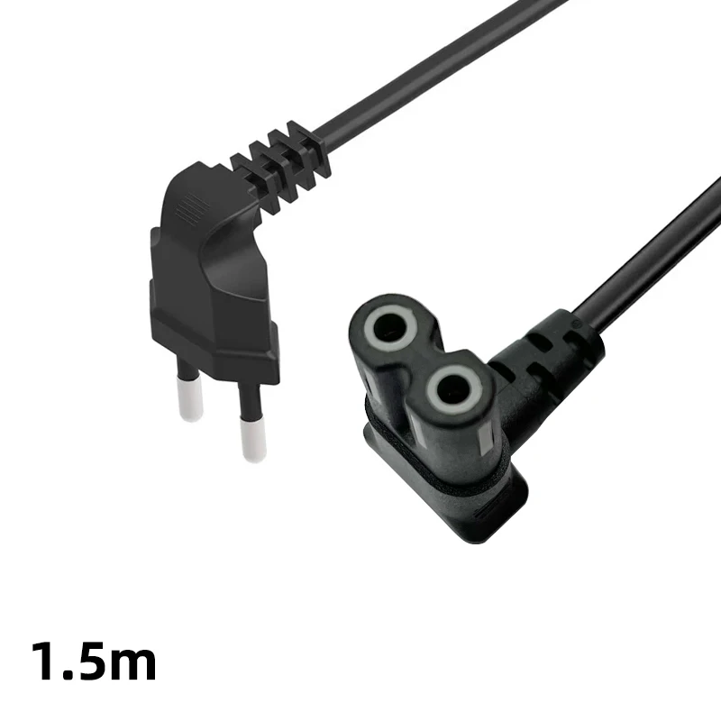 IEC C7 Figure 8 Power Cable Euro EU European 90 Degree Angle 2 Prong AC Power Supply Cord for Samsung Philips Sony LED TV Laptop