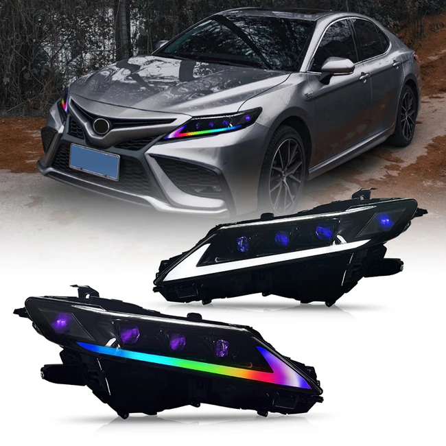 RGB Style Headlight for Toyota Camry 2018 2019 2020 2021 2022 Sedan Head Lamp Devil Eye With Blue Animation Start-up