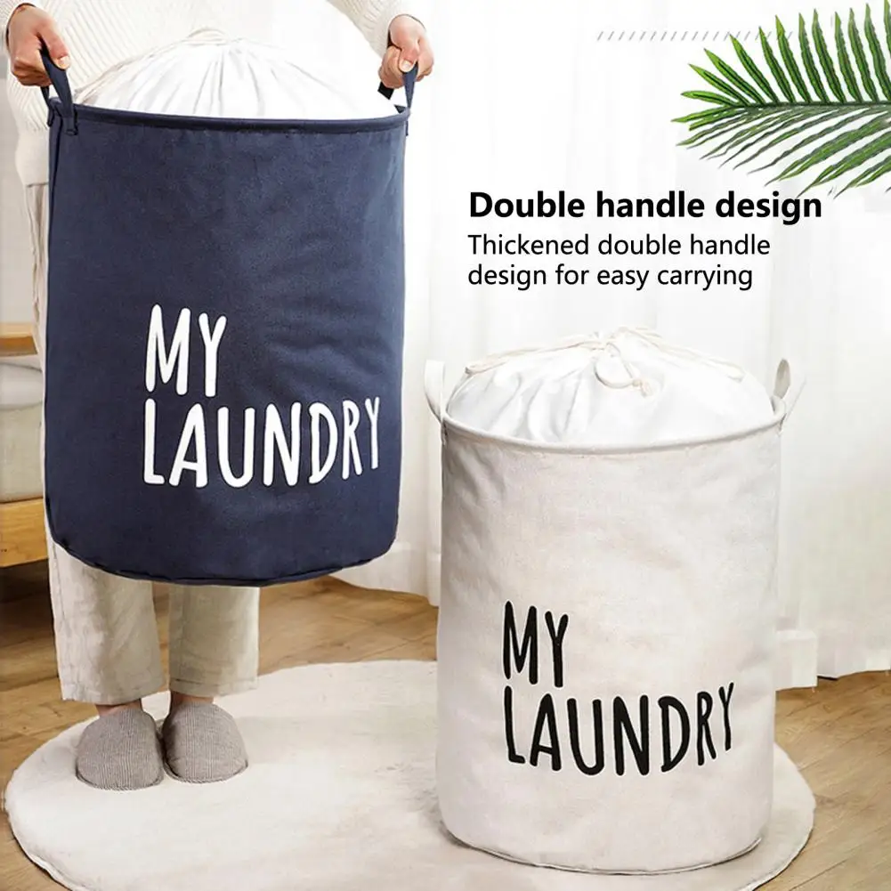 

Laundry Basket Waterproof Foldable Drawstring Freestanding Handle Thickened Dirty Clothes Sundries Toy Storage Bag Home Supplies