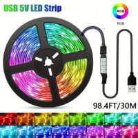 USB TV Background Light DC5V 5050 RGB Colorful USB Light Strip with Back Adhesive Self Adhesive Color TV Background Interior Dec