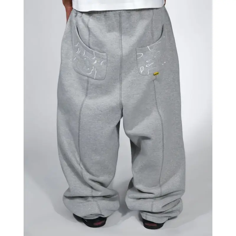 

2025 Harajuku Street Hip Hop Cool Embroidered American Retro Double Bag Bright Thread Waist Pants
