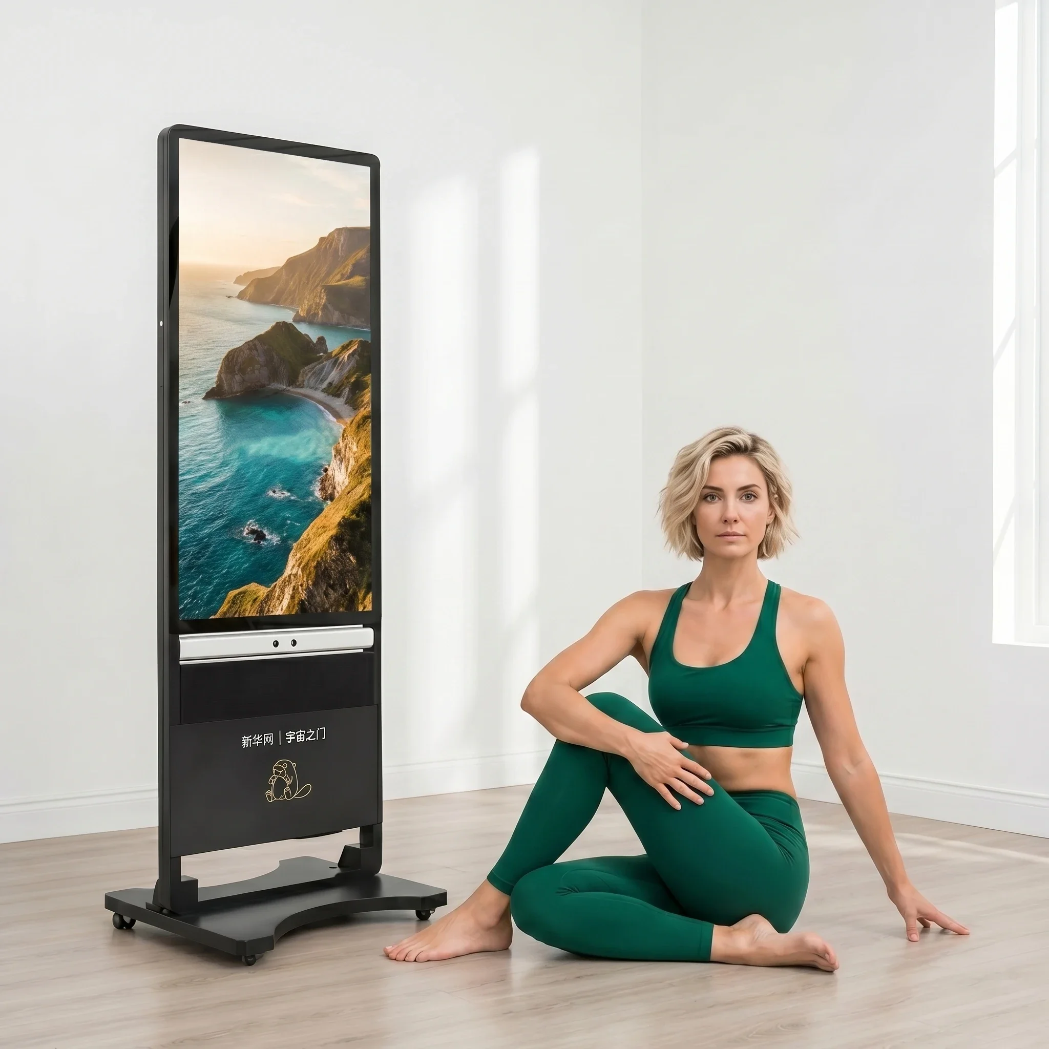 AI Yoga Mirror Virtual Trainer 43 Inch Full High Definition Interactive Fitness Screen Body Tracking Exercise Display