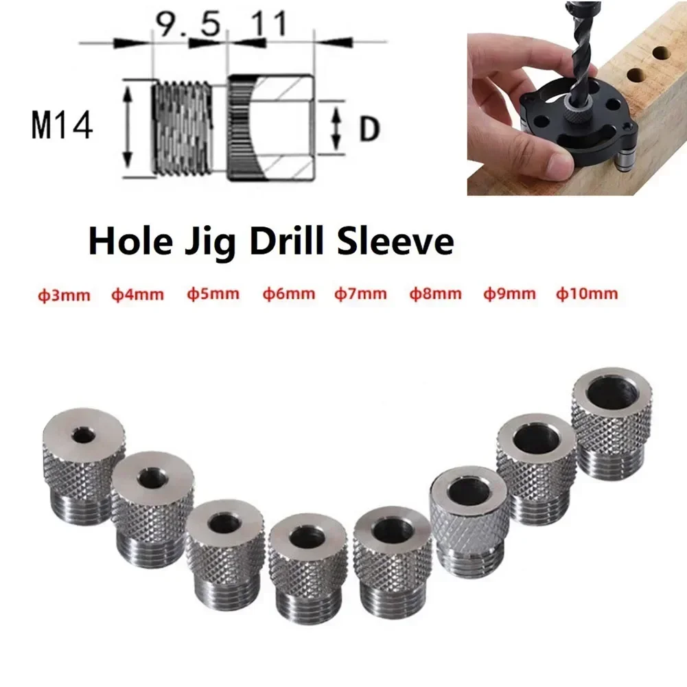 1pc luva de broca 3/4/5/6/7/8/9/10mm para carpintaria broca cavilha gabarito guia localizador ferramentas elétricas de aço inoxidável acessórios