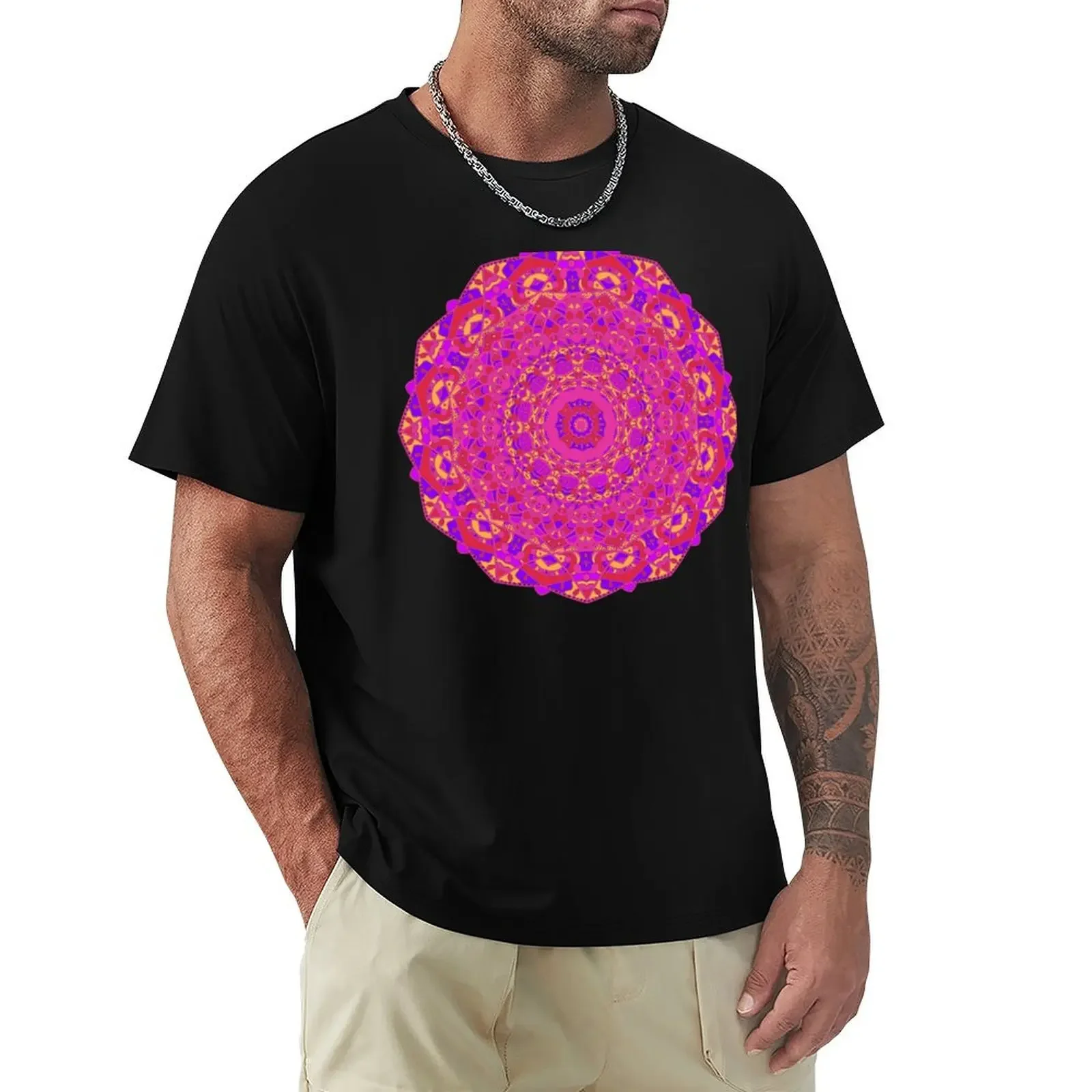 Pink Sunset Zentangle Mandala T-shirt sublime anime summer top mens t shirt