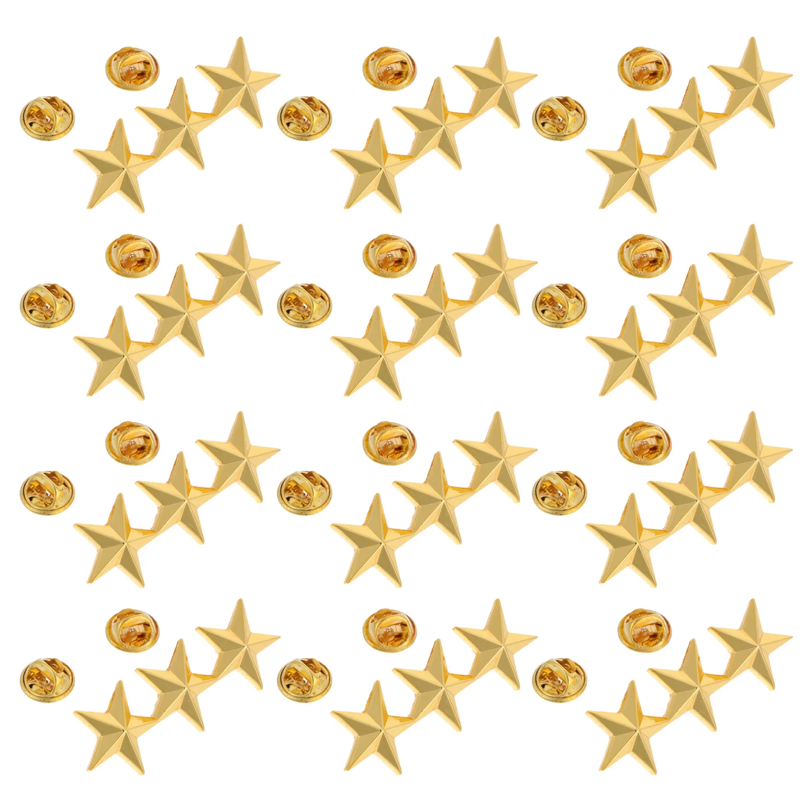 

12pcs Star Badges Pentagram Lapel Pins Elegant Design Costume Decorations Star Rating Badges Party Accessories