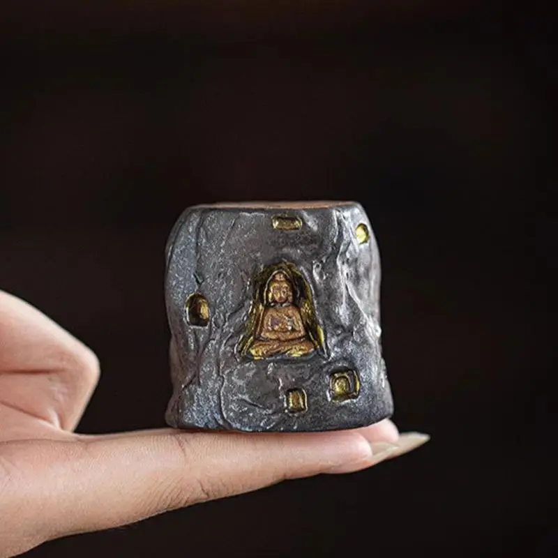 Chinese Zen Buddha Teapot Lid Holder Ceramic Mountain Rock Tea Pet Kung Fu Tea Accessory Gongfu Cha Lid Rest Gaiwan Cover Stand