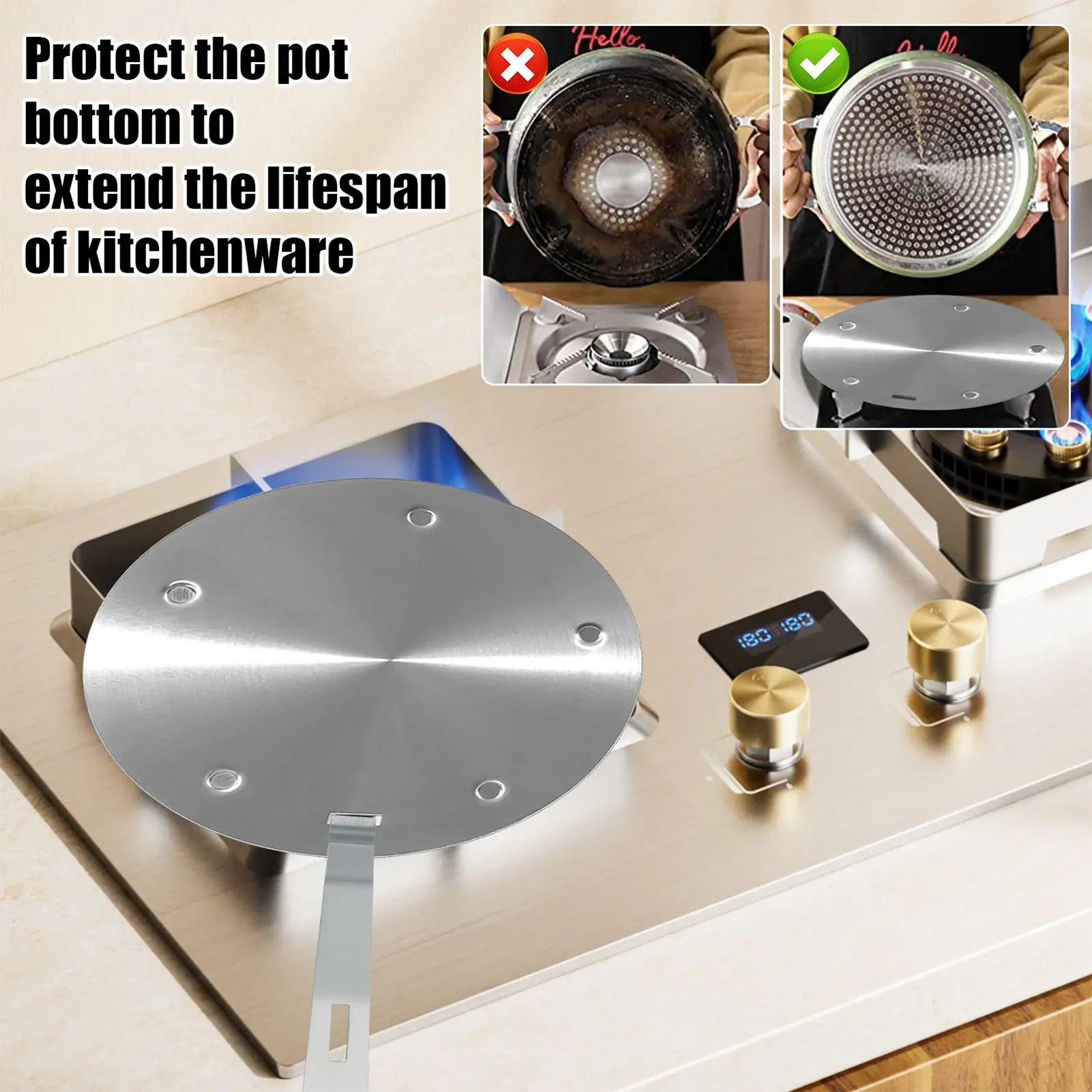 

Home Kitchen Heat Diffuser Plate Stainless Steel Induction Plate Electric Induction Cooker Diffuser Adapter Induction Converter