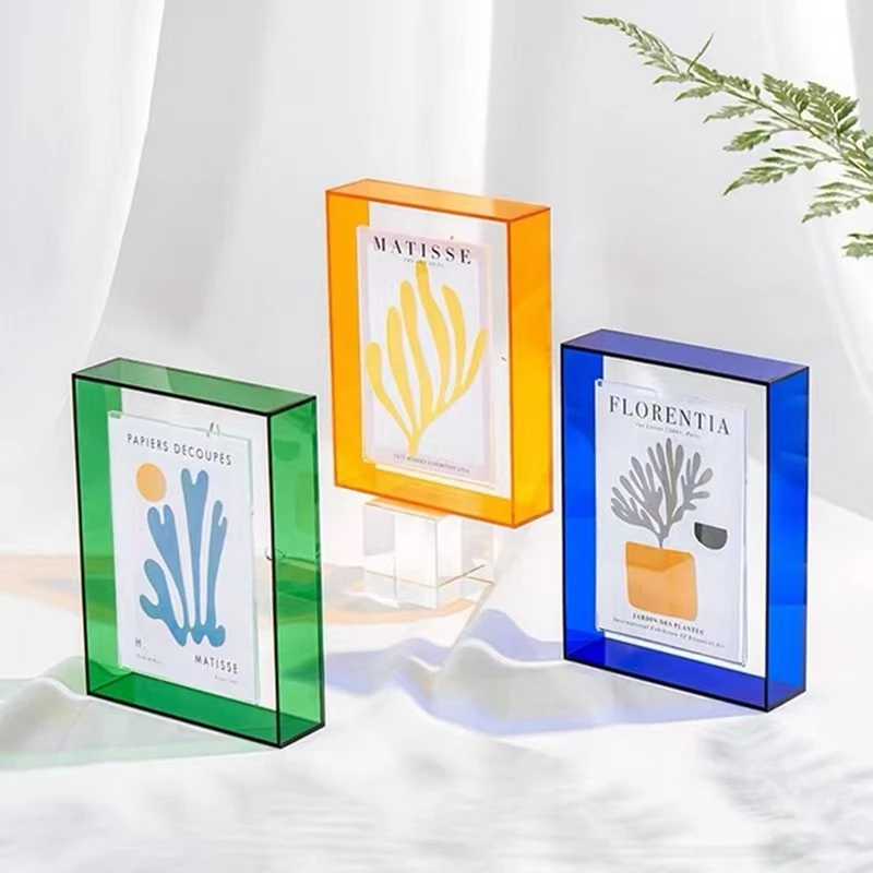 3Piece Acrylic Picture Frames Color Block Unique Acrylic Decor DIY Picture Frame