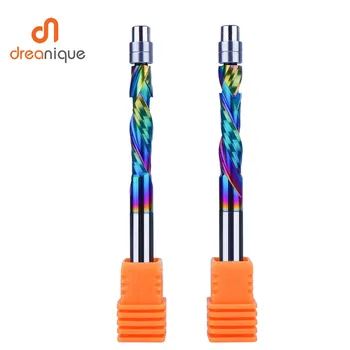Dreanique DLC 코팅 솔리드 카바이드 베어링 가이드 밀링 커터, 나선형 목공 트리머, 인치 사이즈 커터, 2 플루트, 1/4 인치, 1 개