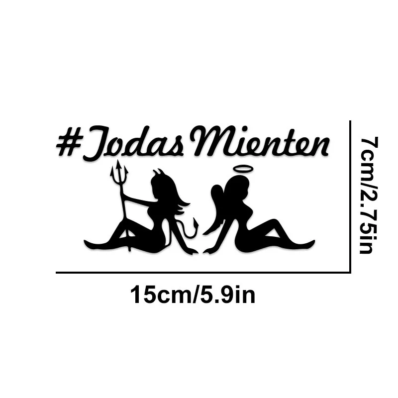 Yodas Mittens Angel Devil Girl Silhouette Laser Gradient Waterproof Vinyl Sticker for Body,Motorcycle Tank,Window Decor