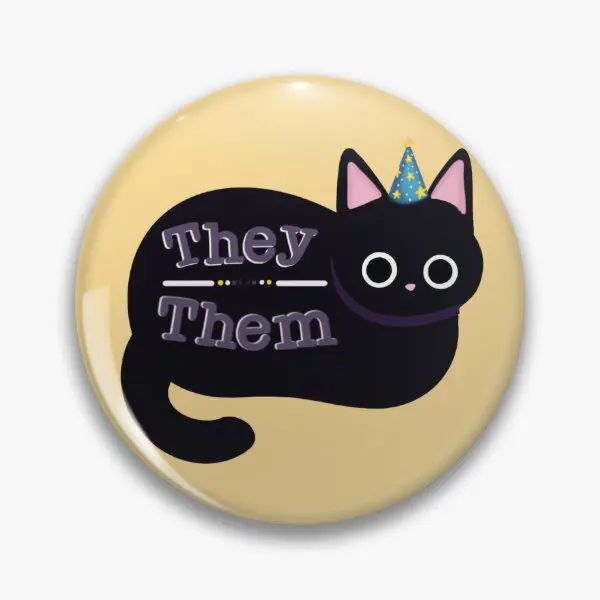 They Them Pronoun Cat  Soft Button Pin Jewelry Collar Lapel Pin Women Decor Brooch Metal Clothes Lover Gift Hat Funny Cartoon