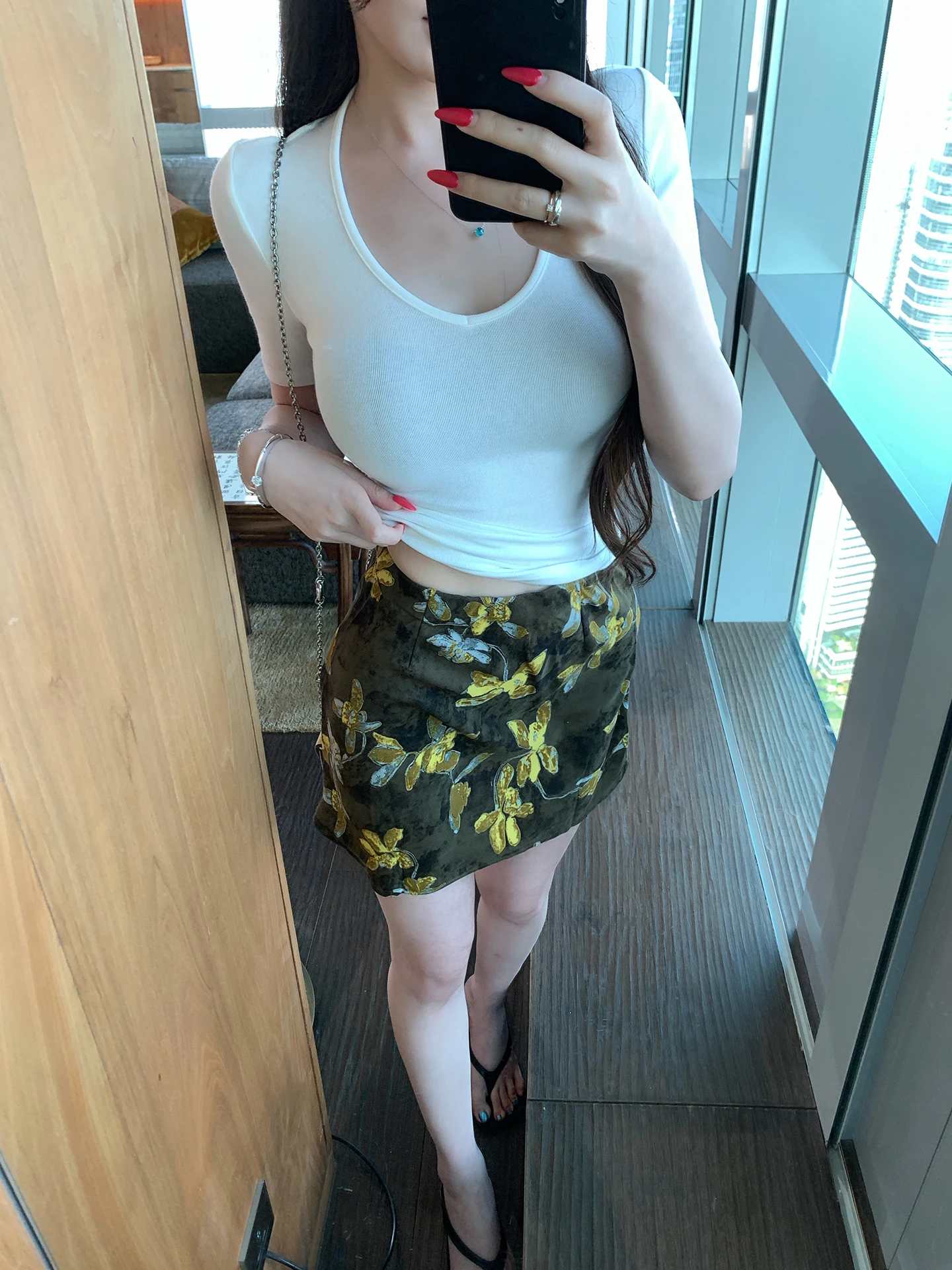 

Юбка А-силуэта с высокой талией и цветочным принтом, женская, летняя, новинка, ретро-дизайн, облегающая, из других материалов