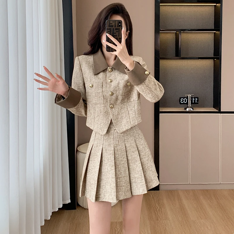 

2025 Autumn/winter New Women's Exquisite Heiress Trendy Two-piece Sets Elegant Jacket Blazer + Skirt Suits Female Office Lady