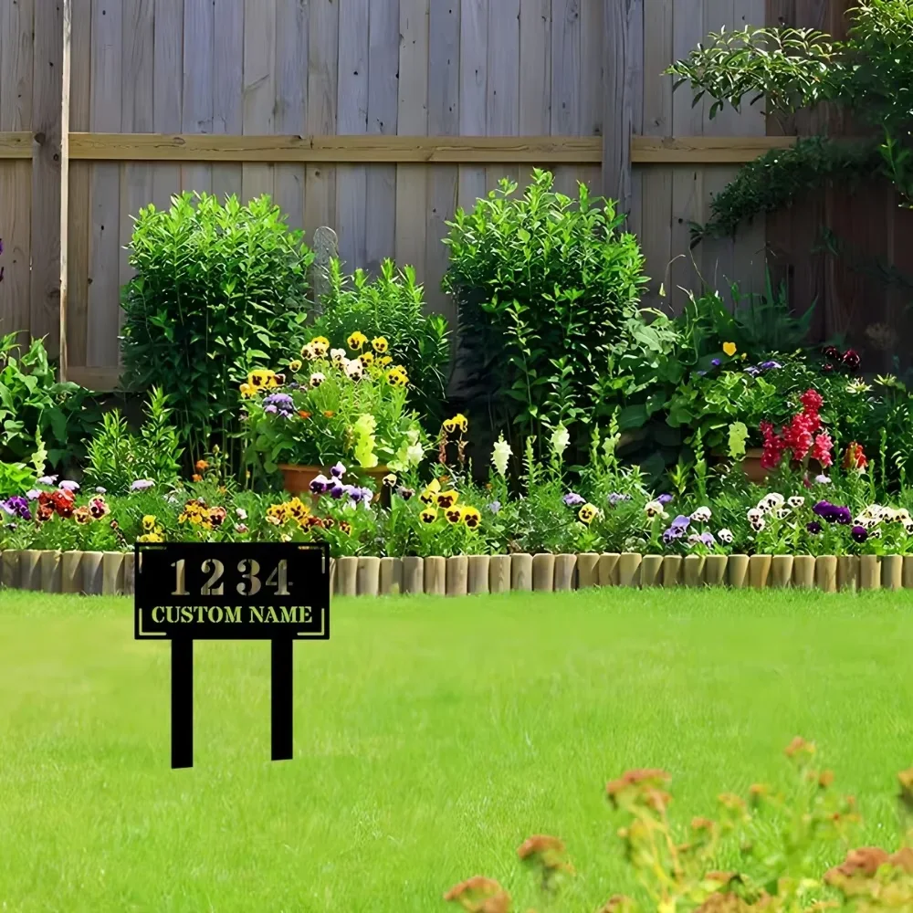 Exclusive Personalized Metal House ID Sign. Custom Iron Address Tag with Sturdy Stake for Yard Deco.