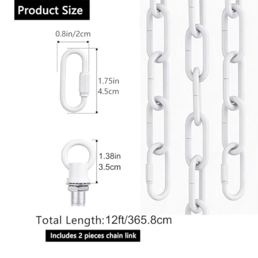 Light Fixture Chain, Adjustable Metal Pendant Chandelier Chain Extension with Detachable Link, Maximum Load is 66 Pounds