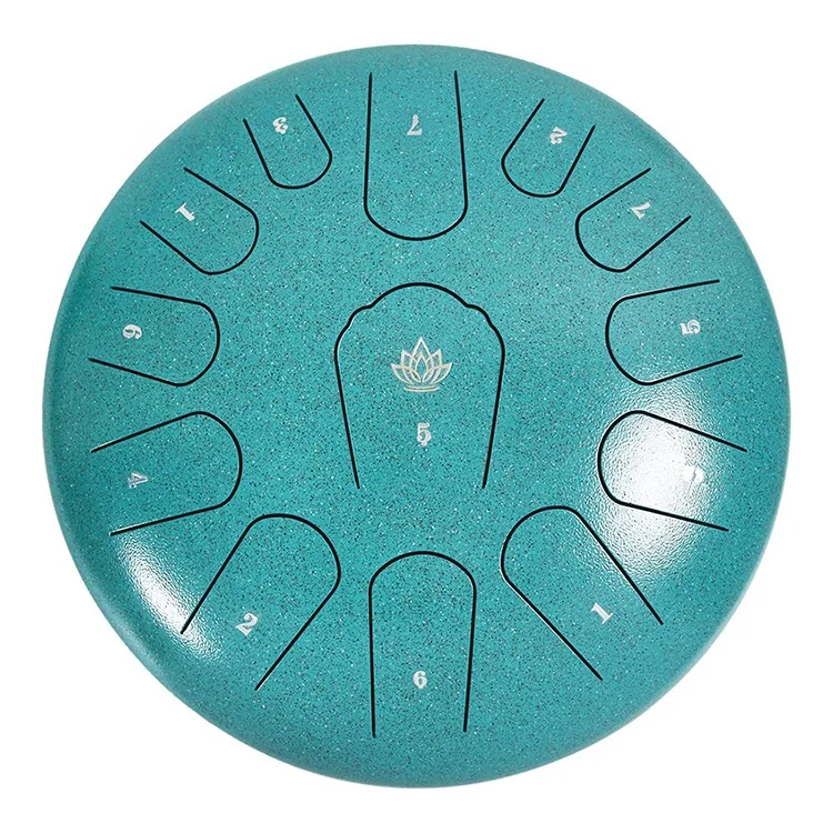 

2025 12 Inches Steel Tongue Drum 11Notes Percussion Instrument Newest Style Stainless Singing Color Chakra Om Steel Tongue Drums