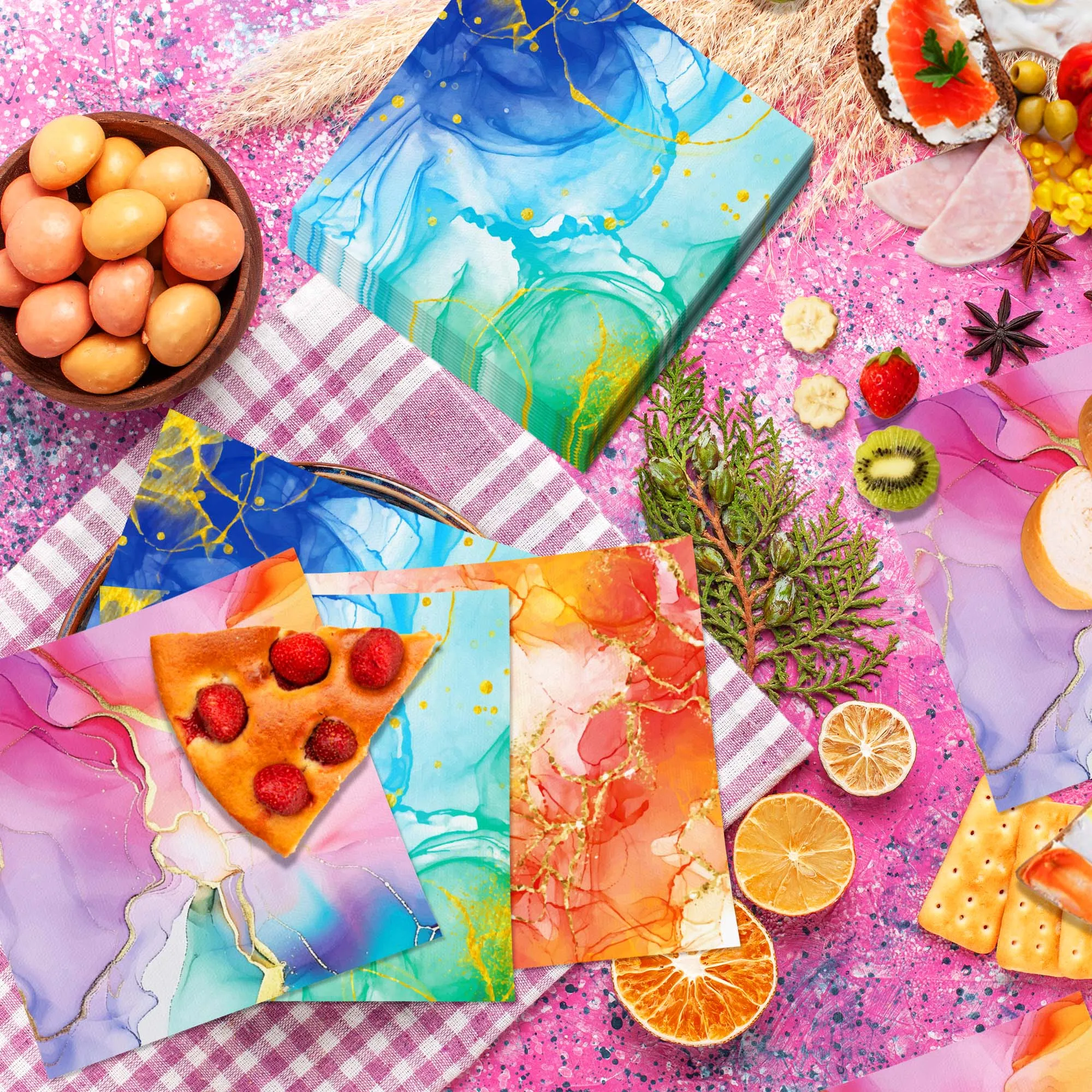 20/40/60/80 stücke Farbverlauf Einweg Servietten Geburtstag Dekoration Abendessen Papier Serviette Für Hochzeit Dekoration Party liefert – Detail 8
