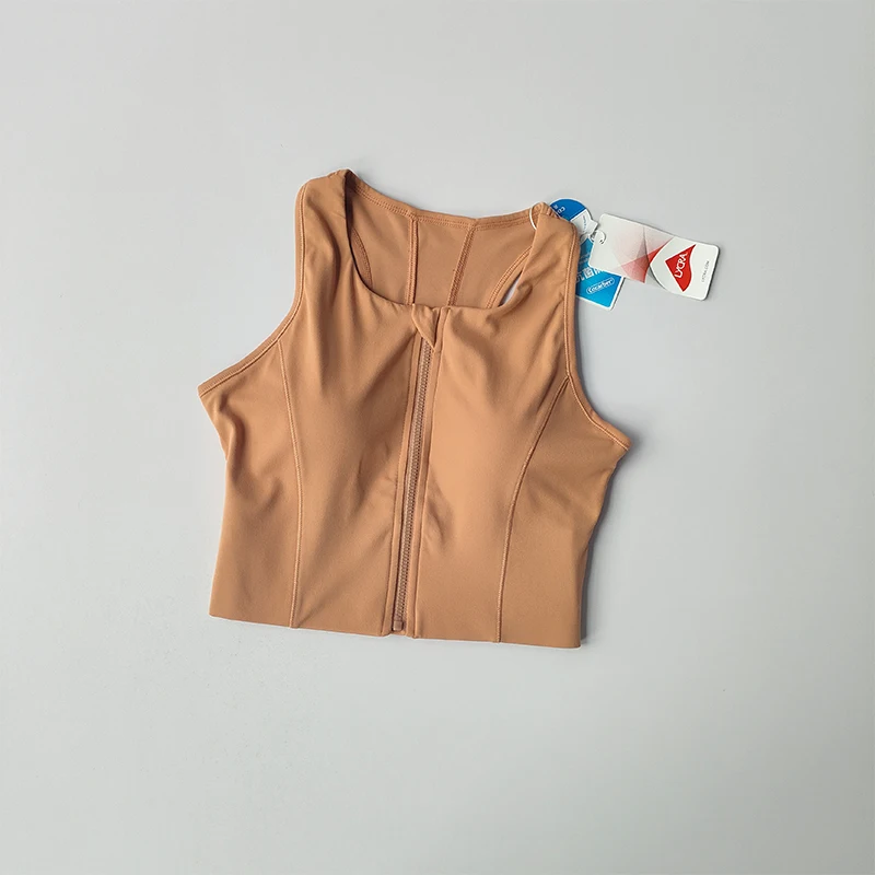Einteiliger Sport-BH mit Frontreißverschluss, Crop-Top für Damen, stoßfest, schnelltrocknend, hochfeste Weste, Fitness-Yoga-BH – Detail 5