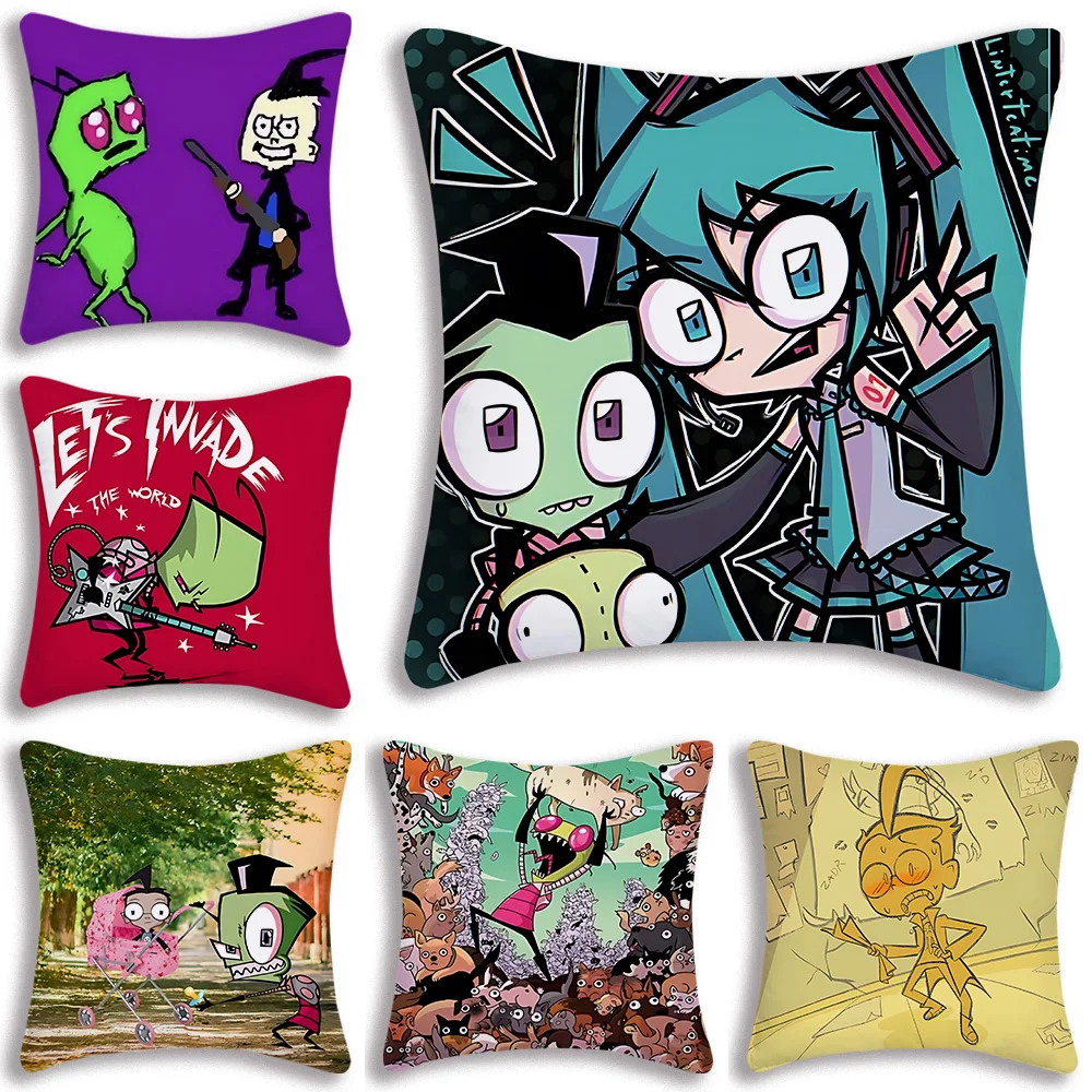 Invader Zim Cartoon Pillow Covers Cartoon Sofa Decorative Home Double-sided Printing Short Plush Cute Cushion Cover