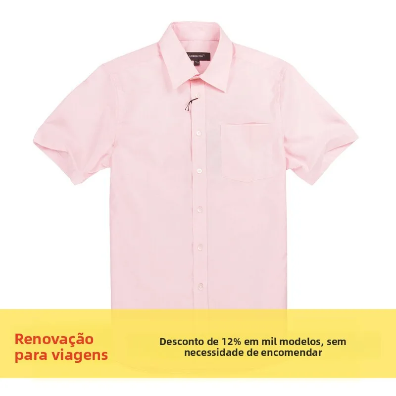 Csa Masculina Casual de Aodão London Fog com Manga Curta, Corte Padrão, Colarinho iado, Tecido Colorido Fino para Uso ...