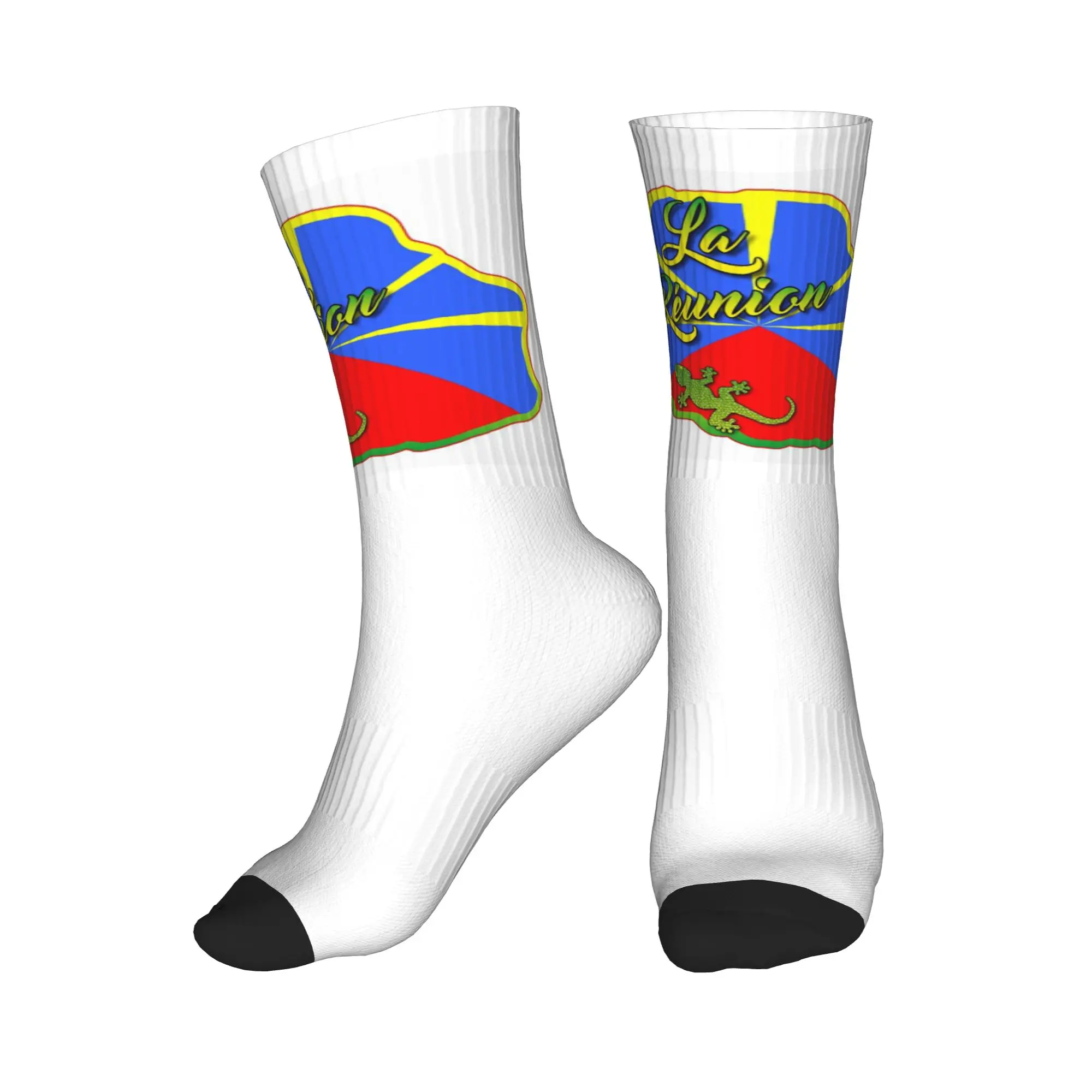 

All Seasons Reunion Island 974 Sport Middle Tube Socks Sweat Absorbing Crew Socks Fashion Stockings for Men Women