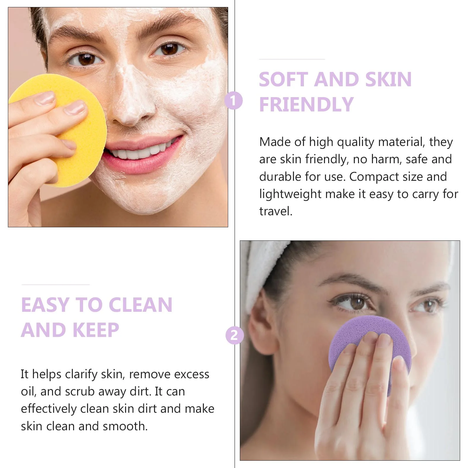 120pcds Facial Sponge Face Cleaning Pads Makeup Remover Washing Face Sponges Exfoliating Cleansing Spa Pads Clean Puff