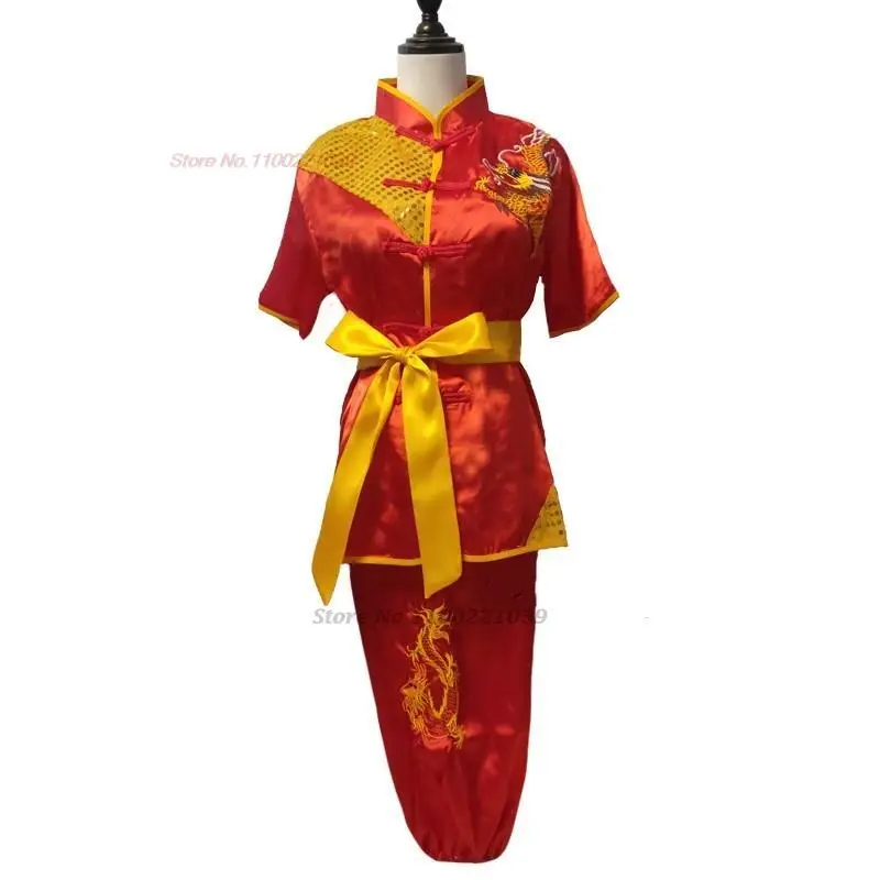 2024 traditional chinese kung fu set retro dragon embroidery wing chun wushu set taiji uniform martial arts performance clothes