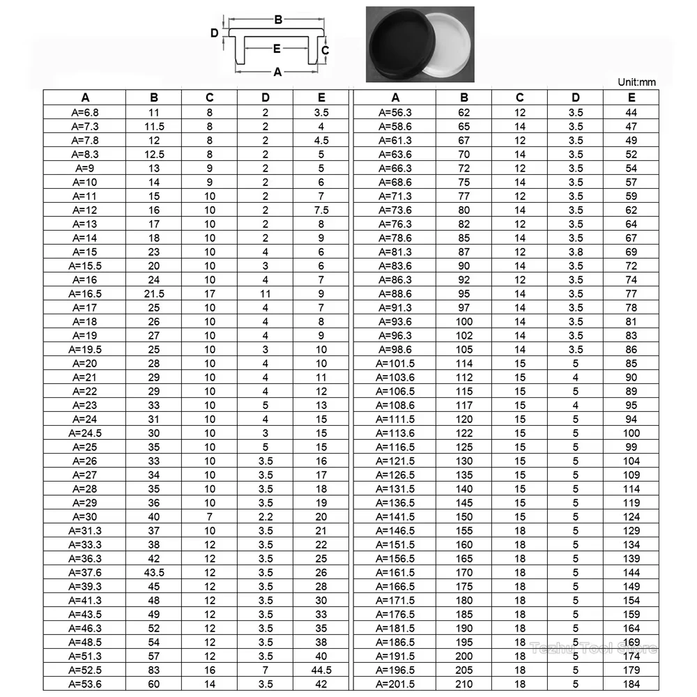 6.8mm-201.5mm Zwart T Type Siliconen Rubber Plug Seal Stopper Gat Eindkappen Inserts Waterdicht Schokabsorberend